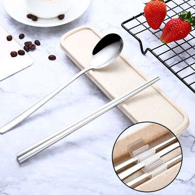 

304 Stainless Steel Tableware Set Portable Simple Cutlery Set For Student Chopsticks Spoon Fork