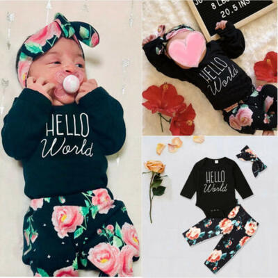 

UK Toddler Baby Girl Romper Tops Bodysuit Floral Long Pants Autumn Outfits 0-24M