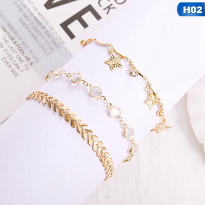 

Ankle Bracelet Acrylic Bracelet Multi-Layer Aircraft Bead Chain Anklet Bracelets Fashion Simple Unique Popular Gold Beach