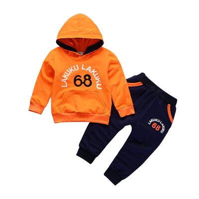 

Autumn Children Long Sleeve Clothes Set Baby Boy Girl 68 Letters Casual Hooded Sweater Two-Piece Fashion Children Clothing