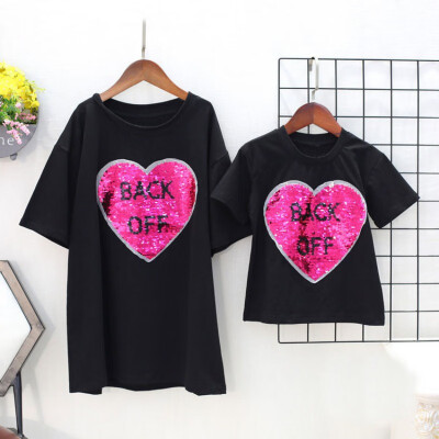 

Summer Mother Daughter T-shirt New Fashion Parent-Child Short Sleeve Heart Print Shirt Mother And Daughter Clothes