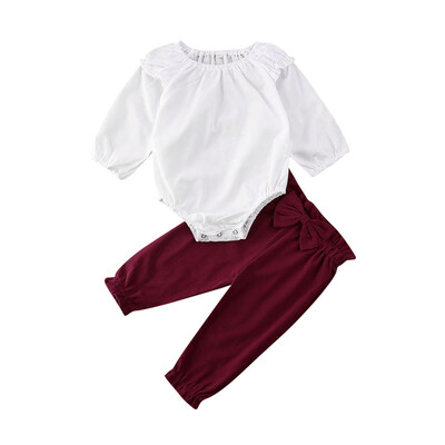 

Infant Baby Kid Girl Long-sleeved Romper Bodysuit Tops Pants Autumn Clothes