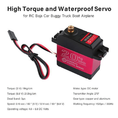

DSSERVO DS3218MG 20kg 270° Metal Gear Digital Steering Servo with Servo Extended Cable for 110 18 RC Baja Car Buggy Truck Boat