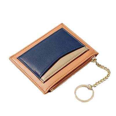 

Fashion Women Color Block Patchwork Ring Zip Faux Leather Short Wallet Purse