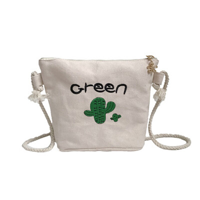 

Womens single shoulder messenger bag embroidery canvas female simple Sen series wild casual student bag beach bag