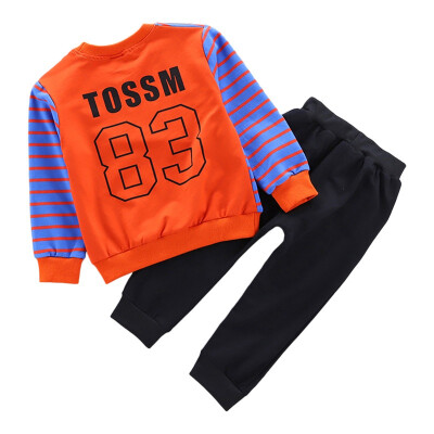 

Autumn Set Baby Boys Long Sleeve Stripe Print Sweatshirt TopsPants Trouser Costume Set