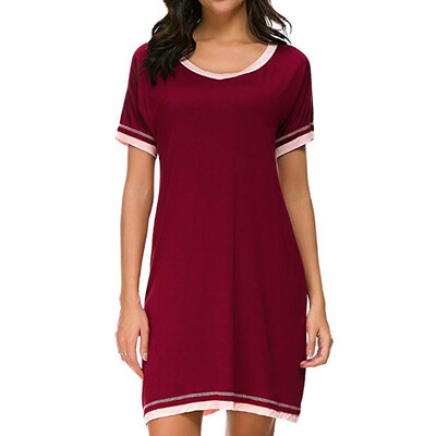 

Women Sexy Pajamas Cotton Short Knit Nightdress Gray