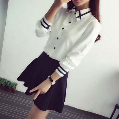 

New Fashion Women Blouses Autumn Korean Style Long Sleeve Sequin Chiffon Ladies Office Shirt White Blue Tops Formal