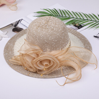 

2019 New Summer Female Sun Hat Flower Ribbon Panama Beach Hats for Women Chapeu Feminino Sombrero Floppy Straw Hat