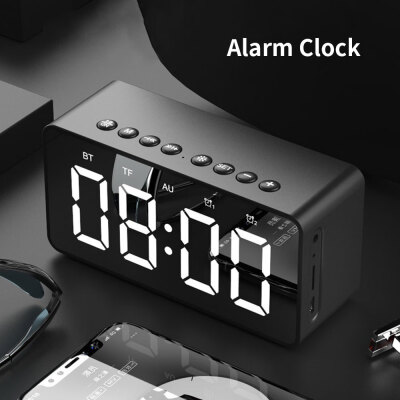 

Portable Mirror LED Alarm Clock Bluetooth Speaker Digital Wall Clock