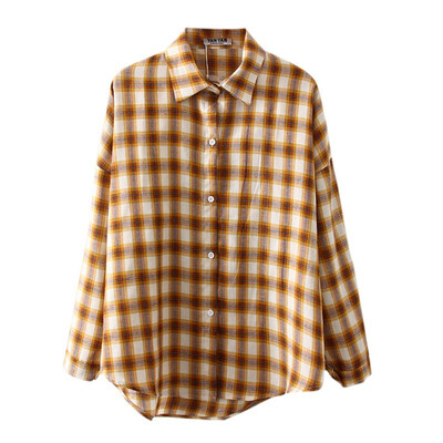 

2019 New Brand Women Blouses Long Sleeve Shirts Cotton Red Blue Black Plaid Shirt Casual Female  Blouse Tops
