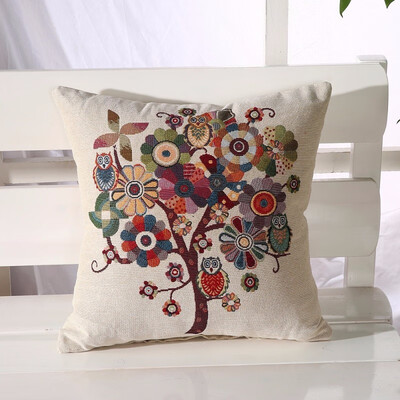

bveteeOwl Cotton Cushion Covers Sofa Cushion Cases Cotton Linen Cushion Decorative Pillows Pillow Cover CoussinNo Inner