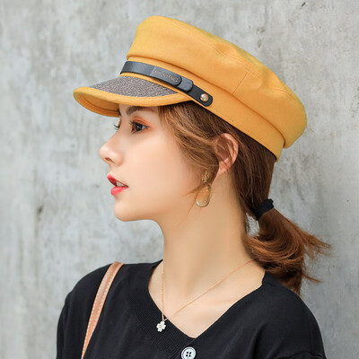 

Korean version of Autumn&Winter new female Beret retro duck tongue flat top naval hat tide net red octagonal hat