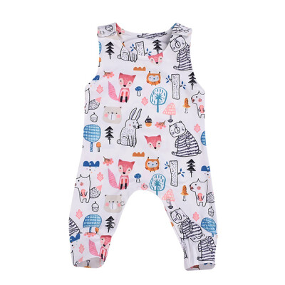 

Summer Children Fashion Print Jumpsuits Baby Cartoon Printing Sleeveless Rompers Kids Toddler Jumpsuit