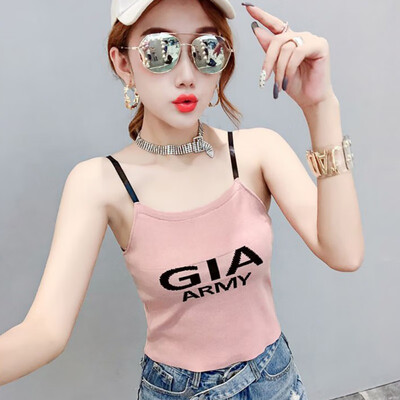 

Women Letter Print Camis Sexy Sleeveless Slim Fit Vest Top Casual Female Knitting Camisole