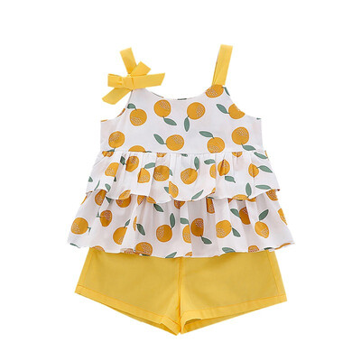 

Newborn Baby Girl Clothes Set Summer Sleeveless Sing Print Flower Tops Cotton Shorts 2Pcs Girl Clothing Outfits 0-3t
