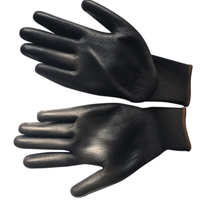 

2018 Newest Black oil-resistant anti-wear anti-cut work gloves Nylon PU Safety Work Gloves Builders Grip