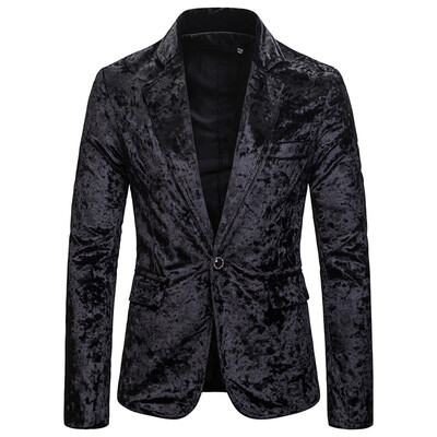 

Toponeto Fashion Personality Mens Casual Senior lapel Diamond velvet a Suit Top Blouse