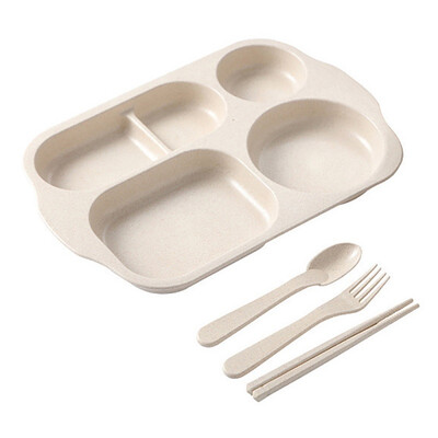 

4Pcsset Baby Dishes Food Storage Plate Solid Color Dishes Set for Kids Children Tableware Eco-friendly Dinnerware Feeding