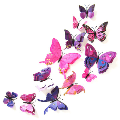 

3D PVC Butterfly Bright Set 12pcsPack Fridge Magnet Stickers Simulation Butterfly Double Butterfly Magnet Stickers