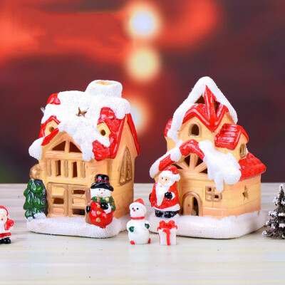 

Unique Hollow Houses Cute Micro Landscape Decoration with Snow Cover Wooden Mini House Toys For Children Christmas Gift