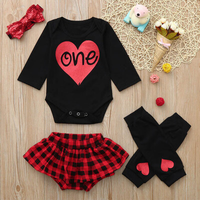 

Spring Autumn Casual Baby Girl Letter Printing Rompers And Love One Long Sleeve Romper Kids Four-piece Outfit Set