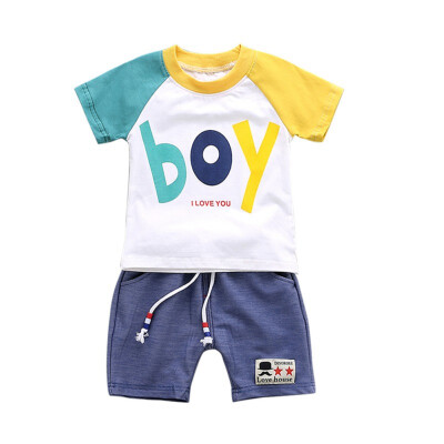 

Summer baby boy clothes set 2PCS cotton print boy pattern t-shirtshorts for 0-4Y