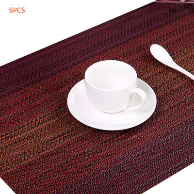 

6pcs PVC Placemats Coasters Kitchen Rectangle Pads Dining Table Insulation Home Using Mat