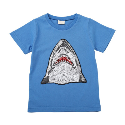 

Summer Baby Boy Clothes Short Sleeve T-Shirts For Kids Cartoon Sequins Pattern Girls Tops Tees Shirts Casual Blouse Kids Clothes