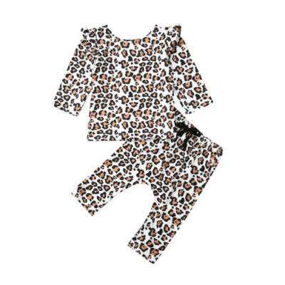 

New Toddler Kids Baby Girls Ruffle Tops Pants 2PCS Leopard Outfits Clothes 0-24M