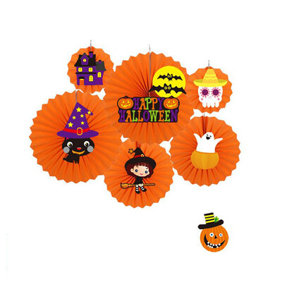 

Toponeto Halloween Decorative Wall Decoration DIY Paper Fan Flower Halloween Supplies
