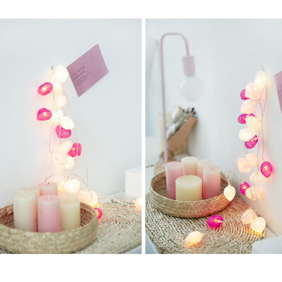 

〖Follure〗Heart-Shaped String Lights Cotton Line Love Heart Light String is flashing