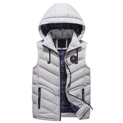 

Toponeto Fashion Men Autum Winter Hooded Solid Outwear Vest Jacket Tops Blouse