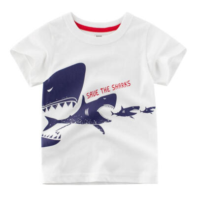 

Summer Baby Boy Short Sleeve T-Shirts For Kids Fish Tops Tees Cotton Casual O-neck Shirts 1-6T