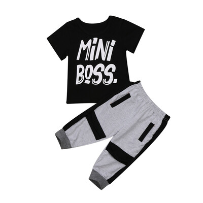 

Toddler Kids Baby Boy Short Sleeve T-shirt Pullover Tops Pants Harem Outfits