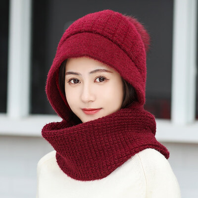 

The new winter Korean version of knitted wool cap hat scarf one hat winter cycling cold ear protection wool cap