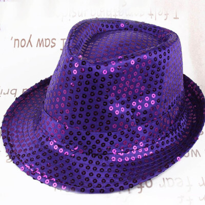 

11 Colors Unisex Women Men Sequin Shining Trilby Hat Cotton Fancy Party Dance Hat