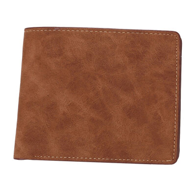 

Retro Solid Color Men Multi Slots Faux Leather Short Wallet Bifold Clutch Purse
