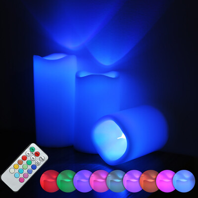 

Set of 3 Color Changing Flameless LED Candle Light Remote Controller