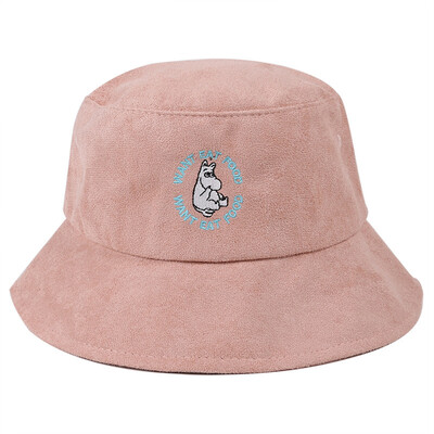 

Hat women fallwinter new fisherman Hat Korean version of Joker letters embroidered visor Hat Japanese cartoon basin Hat men
