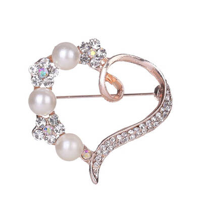 

Women Heart Rhinestone Pearl Brooch Scarf Buckle Girls Alloy Breastpin Clothing Pin Small Jewelry Gifts