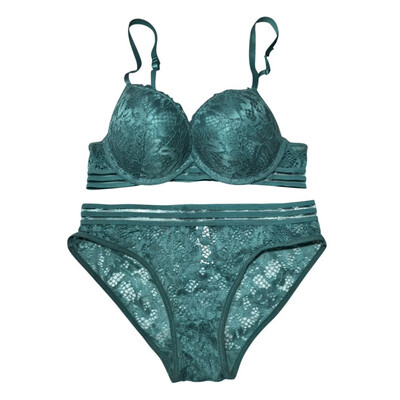 

Luxurious Noble Floral Embroidery Padded Adjusted-straps Sexy Women Lace Bra Set Lingerie Ultrathin Transparent Briefs Set