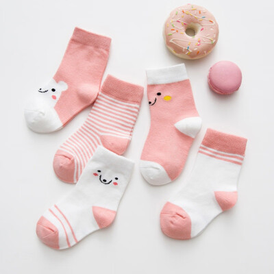 

5 Pair Baby Boys Girls Cute Socks 0-9T Cartoon Stripe Pattern Socks Set Cotton Warm Floor Socks Leg Warmer