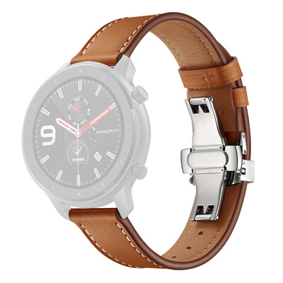 

〖Follure〗Butterfly Buckle Leather Wrist Watch Strap Band For AMAZFIT GTR Watch 42mm SL