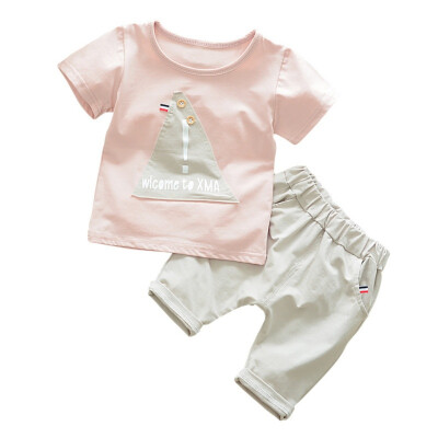 

Baby Clothes Set Summer T-shirt Tops Casual Pants Suit Kids Boy Trousers Fashion Costume 2PCs