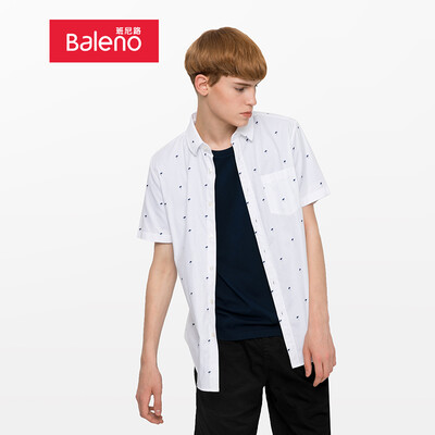 

Baleno shirt male 2019 spring&summer trend casual fashion oxford printing short-sleeved shirt male 88804011 07Z