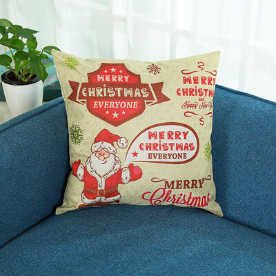 

Tailored Merry Christmas Print Pillowcase Linen Cotton Sofa Cushion Cover Home Decor