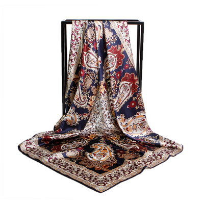 

2019 Luxury Brand Satin Scarf Women Autumn Winter Floral Print Scarves Silk Shawl Wrap Ladies Scarf