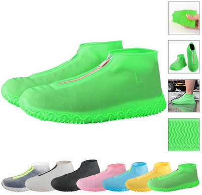 

Reusable silicone waterproof shoe cover zipper no slip silicone shoe cover suitable for children adults