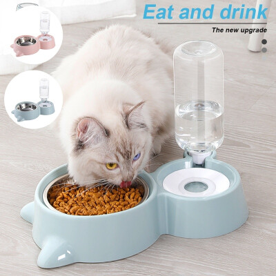 

2020 New Pet Automatic Feeder Water Dispenser Cat Dog Drinking Fountain Food Dish Bowl Stainless Steel Double Bowl Pet Supplies